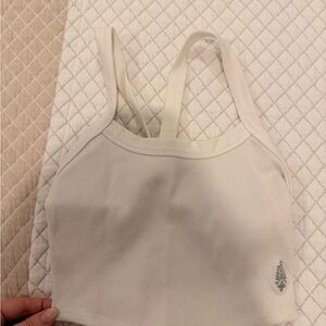 Women's Cream Ribbed Crop Tank Top - free people